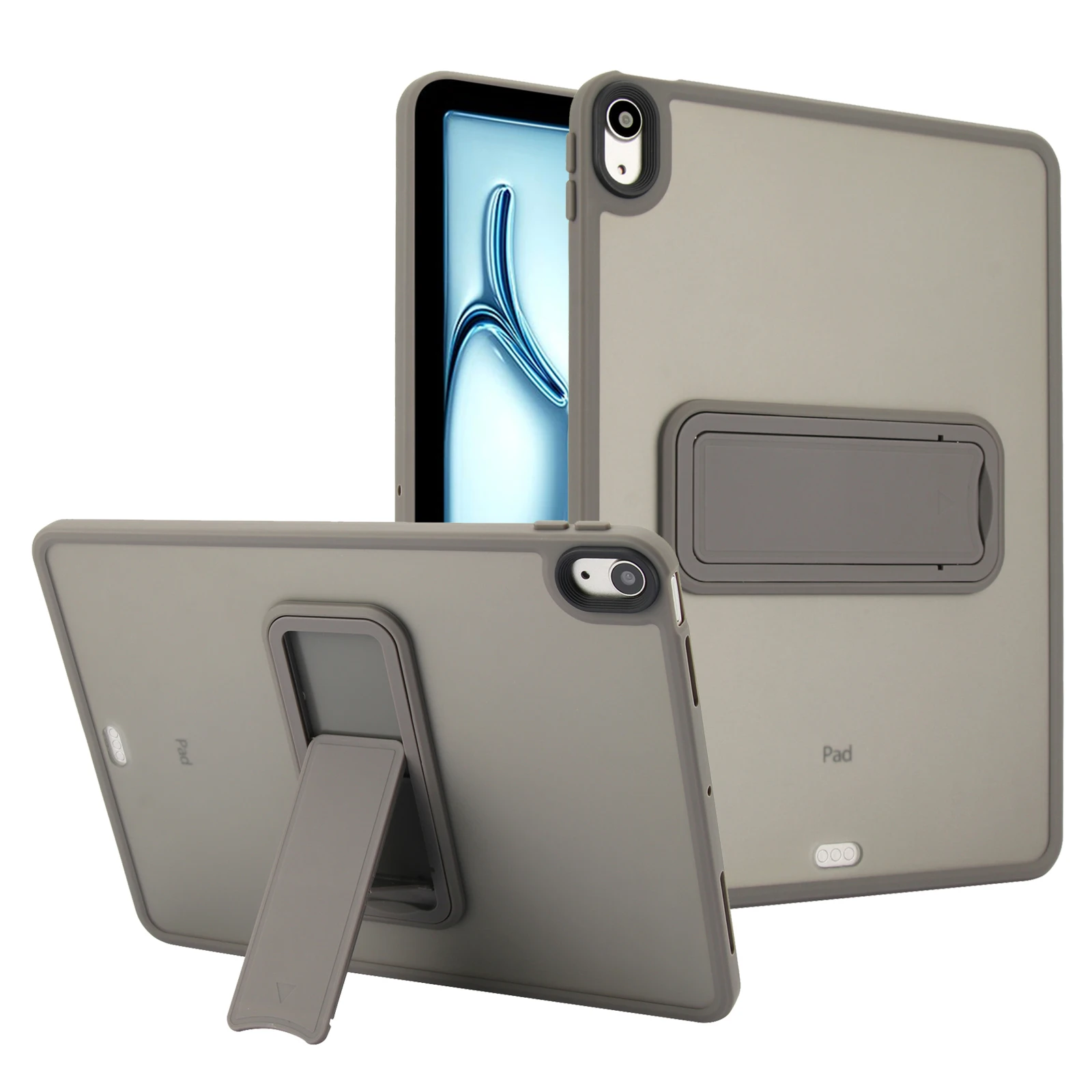 For iPad Air 11/Air4/Air5/Air6 Matte Transparent Tablet Cover With Stand , 10.9 Inch Shockproof Hard Shell