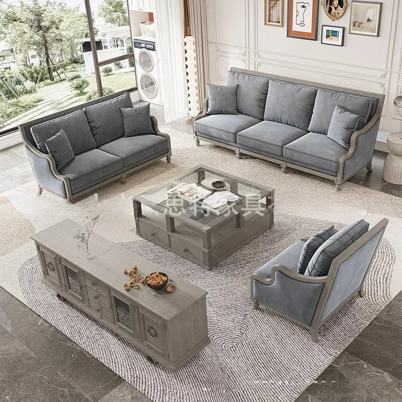 

Комплект мягкой мебели X-S из массива дерева для гостиной в стиле легкой роскоши, для больших квартир X-C