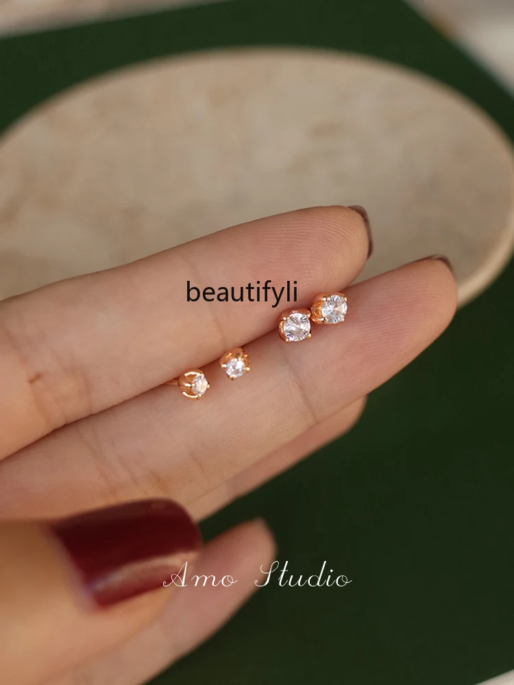 

Mini Diamond Earrings S925 Sterling Silver Earrings Simple and Versatile Basic