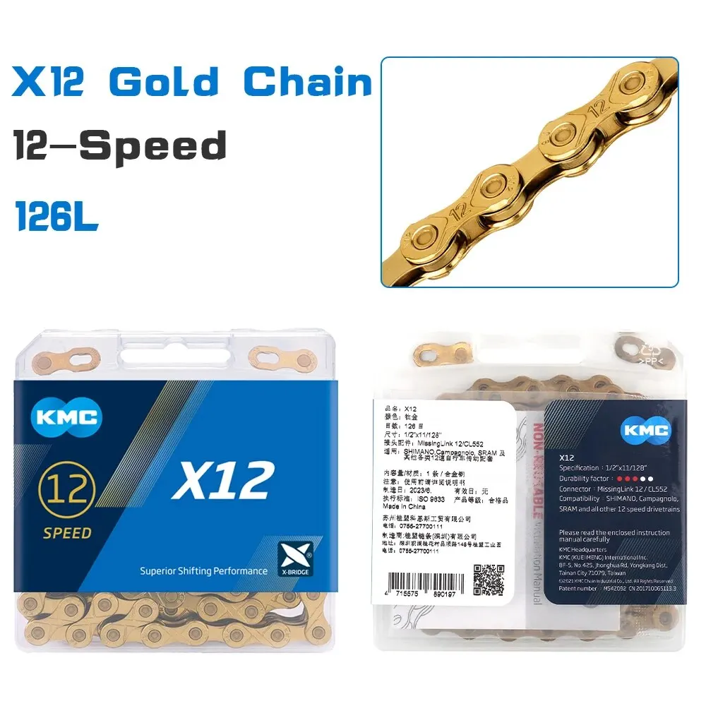 KMC Bicycle Chain 8 9 10 11 12 Speed MTB Road Bike Current X8 X9 X10 X11 X12 Gold Mountain Bike Chains for Shimano Parts