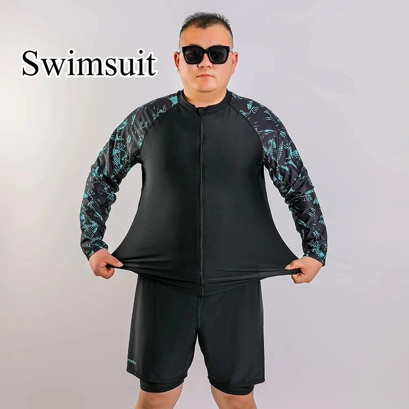 Men Swimsuit Rashguard Long Sleeve Man Rash Vest Sports Two Piece Swimming Surfing Suit Plus Size Sunscreen Quick Dry