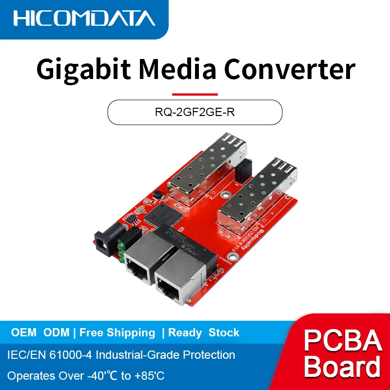 

Gigabit Media Converter PCBA Board,1x9 Single/Dual Fiber SC Port 3/20km, DC5-12V。 2xRJ45 to 2xSFP Fiber Optic Transceiver Switch