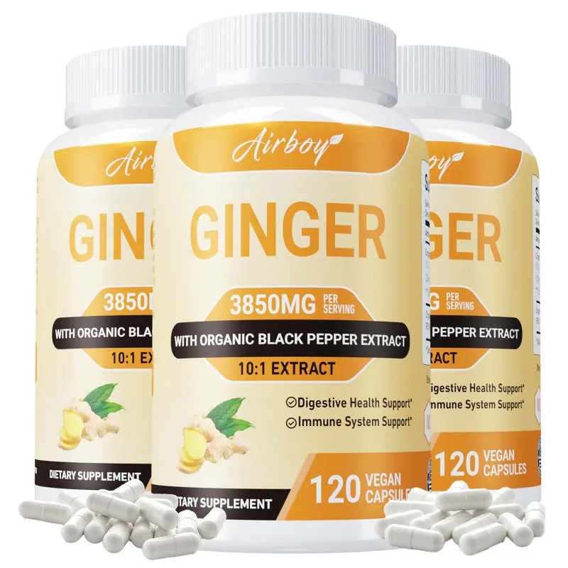 

Organic Ginger Root Capsules 3850mg - with Black Pepper Extract,For Joint Health, Anti-Inflammation, Muscle, Immune Health
