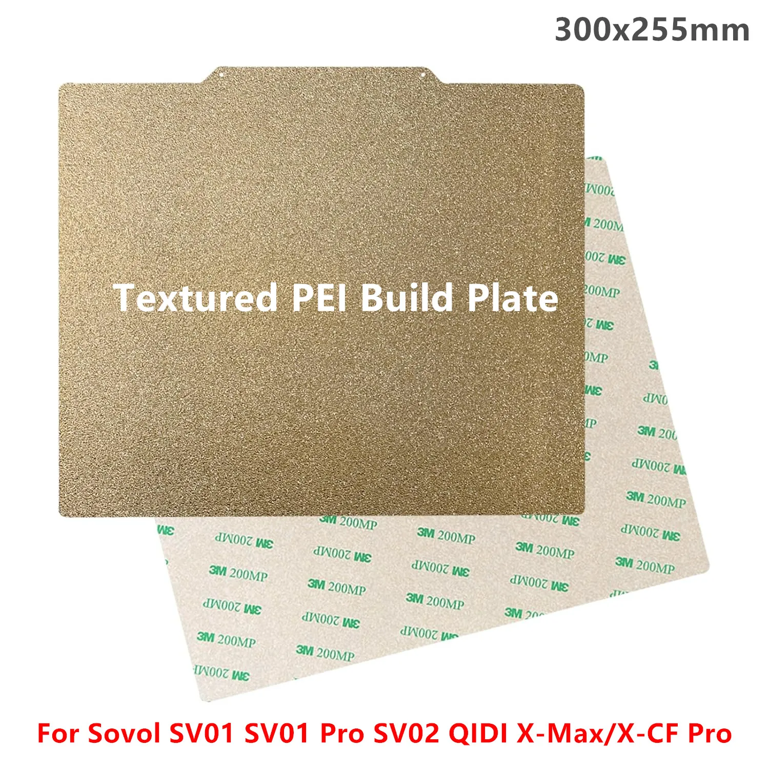 

300x255mm Double Sided Textured PEI Build Plate Spring Steel Sheet for Sovol SV01 SV01 Pro SV02 QIDI X-Max/X-CF Pro Hot Bed