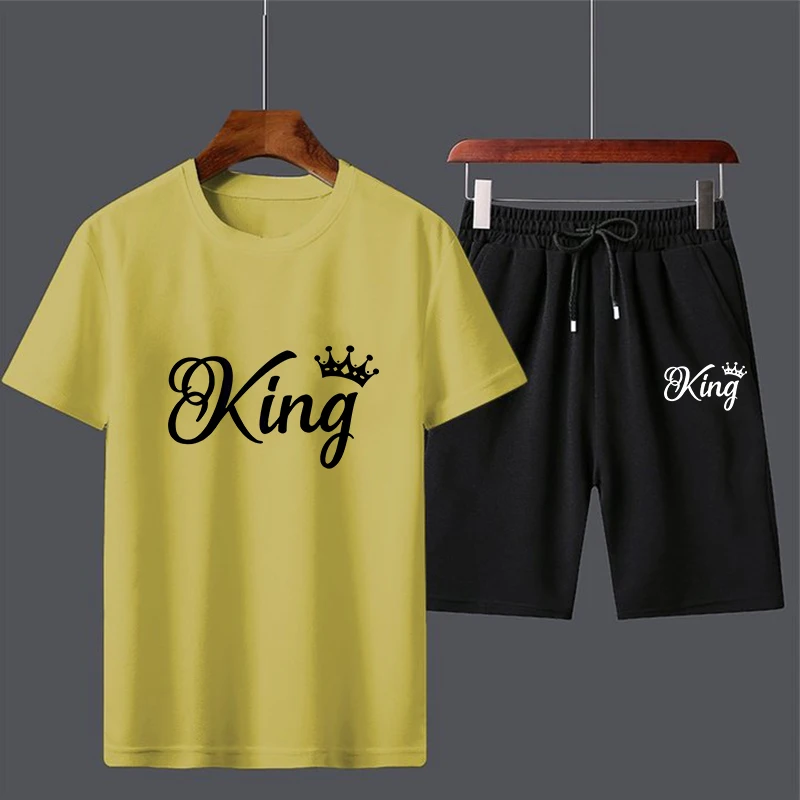 Knappe Zomer Nieuwe Heren Casual Shorts Sets Korte Mouwen T-Shirt + Korte Broek Effen Heren Trainingspak Set 2 Stuks