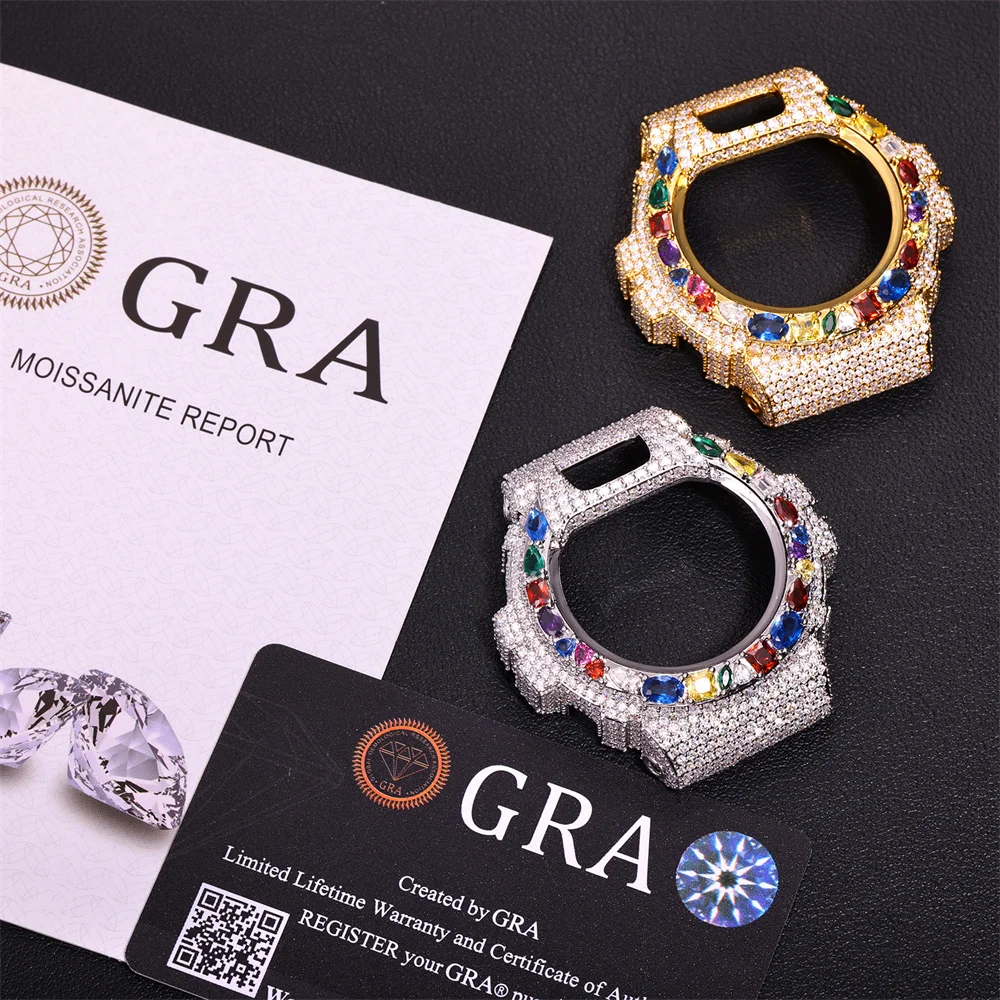 Blingminer VVS Moissanite Watch Case For CAS** DW6900RL-1AC Can Pass Diamonds Tester Brass With GRA Wrist Diamond Case Free Shi view 4