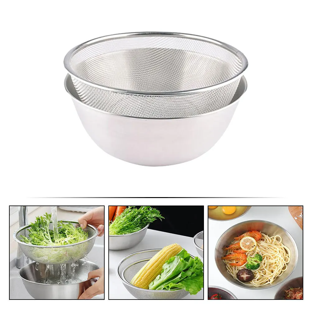 

1 set 1 Set Stainless Steel Drain Basket Bowl Kitchen Food Drainage Tool Vegetable Washing Bowl Fruit Draining Container Kitchen