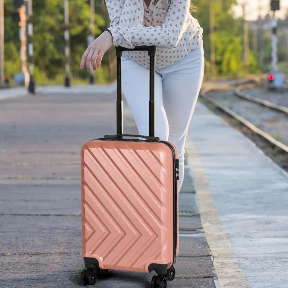 20 inch rose gold suitcase, lightweight and durable, with rotating wheels, convenient for travel and business trips