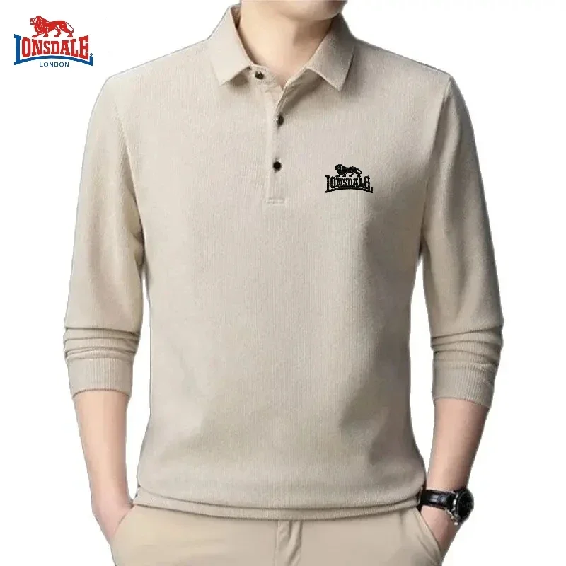 Autumn and Winter Men's Embroidered High Quality Plush Long Sleeve Polo Shirt New Luxury Fashion Leisure Multi Functional Top