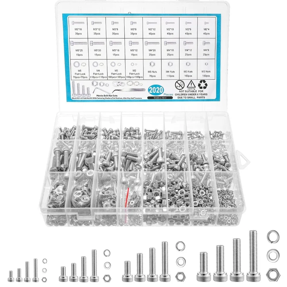 حار بيع 1080/2020 قطعة 304 الفولاذ المقاوم للصدأ المقبس غطاء رأس المسمار مجموعة | تشكيلة الترباس والجوز في الصندوق - DIY وإصلاح عبر الحدود #6