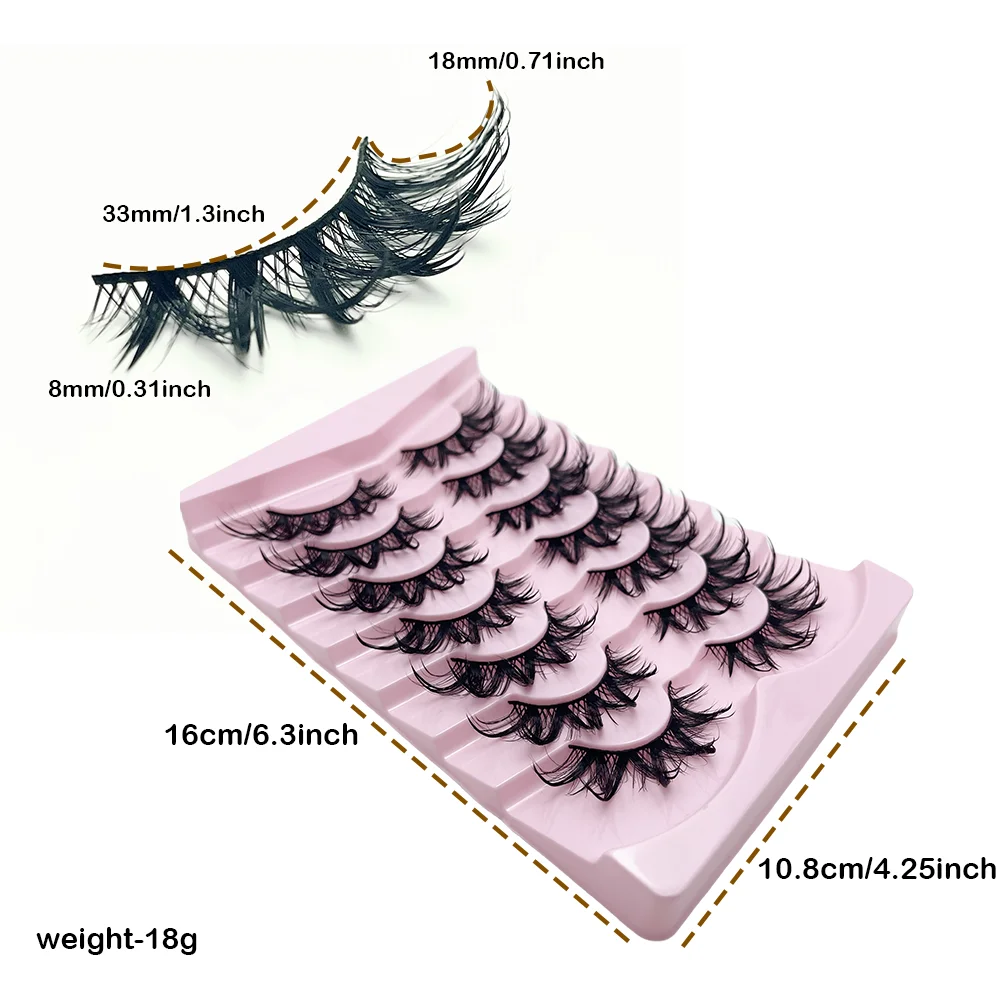 7 Paar trendige Manga-Wimpern im Wet-Look, kräftiges Volumen & Schwung, langanhaltendes Augen-Make-up für besondere Anlässe & täglichen Glamour – Detail 6