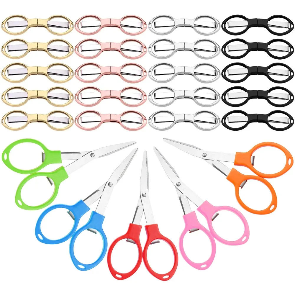 1/5Pcs Multifunction Folding Scissor DIY Tools Plastic Handle 8 Words Stretch Shears Stainless Steel Safe Scissors