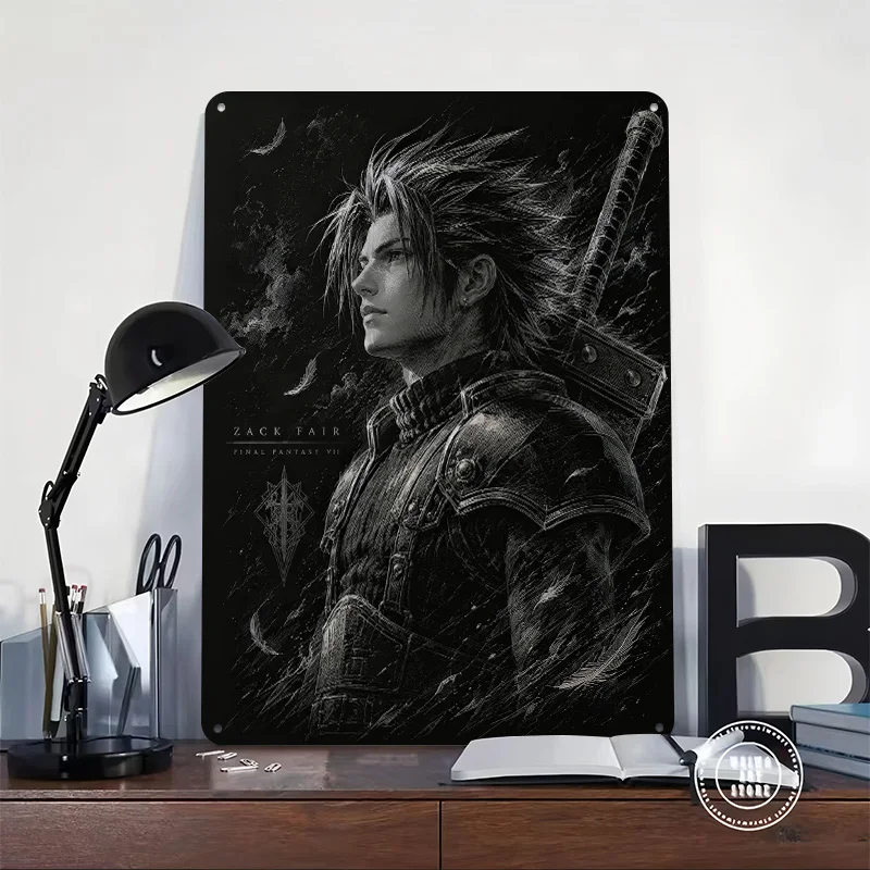 Zack Fair Final Fantasy VII Art 3D Texture Metal Poster Customized Wall Art Tin Sign Gift for Mancave Home Decorations Wand Deko