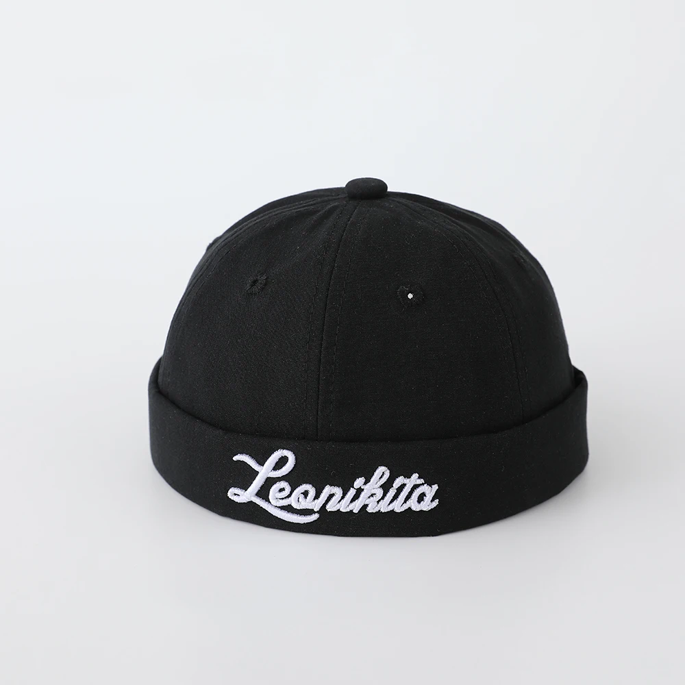 Children's handwritten English embroidery cap with soft cotton brimless design.Suitable for street performances and role-playing view 5