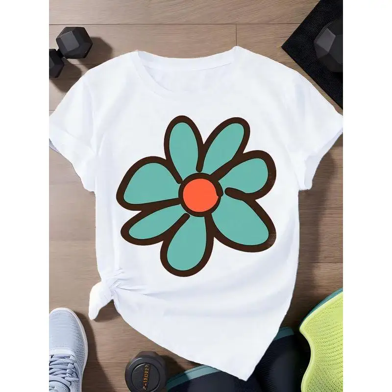 

Women's Daisy Flower T-shirt Cute Floral Graphic Tee Casual Aesthetic Short Sleeve Top