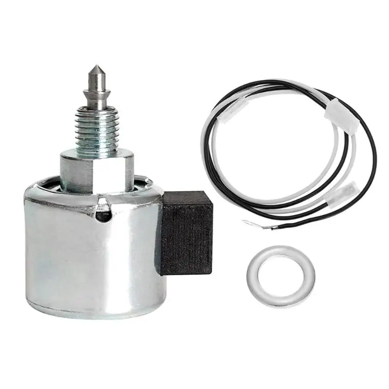 652F Threaded Engine Cutoff Solenoid Replacement with Electrical Socket, Gasket and 2 Wire Harnesses for 846639 694393 692734