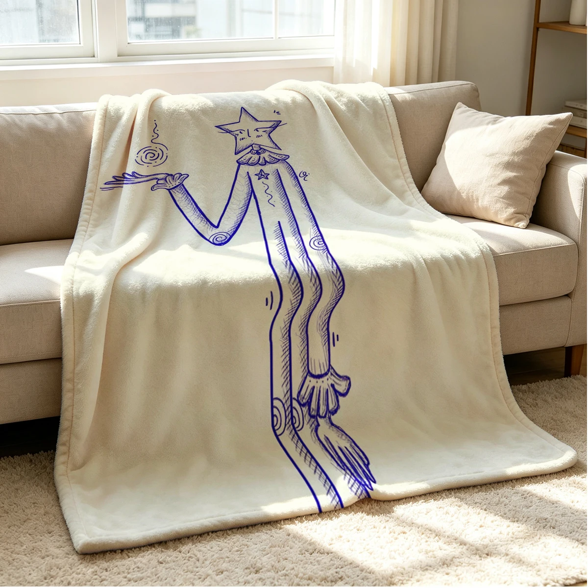 Star Mage Flannel Blanket Warm Soft Halloween Christmas Couch Warm Cozy Decorative Decor Gift for All Season