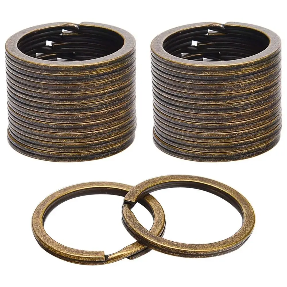 20ชิ้นพวงกุญแจแหวนทองสัมฤทธิ์โบราณแยกแบน DIY เครื่องประดับทำอุปกรณ์งานฝีมือวัสดุโลหะ