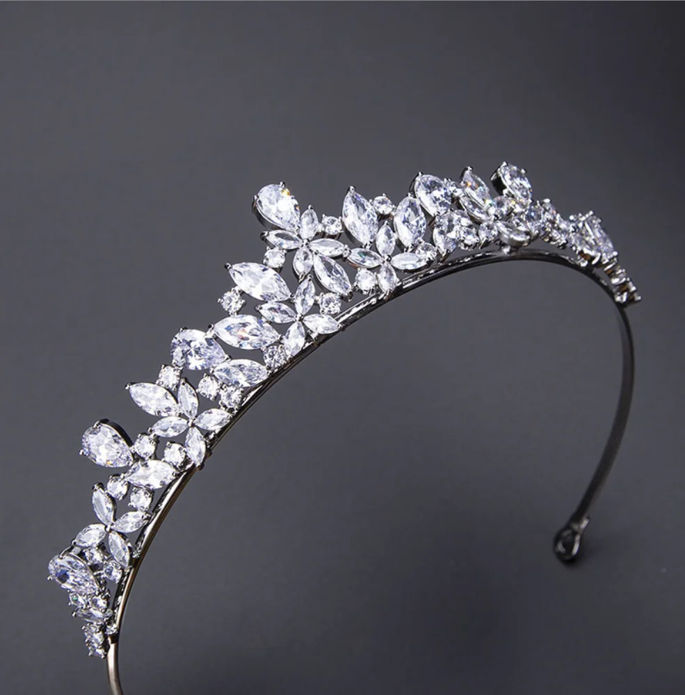 Tiara For Wedding Bride Headband CZ Cubic Zirconia Bridal Tiara Crown For Women Girl Prom Birthday Party Hair Jewelry Headdress