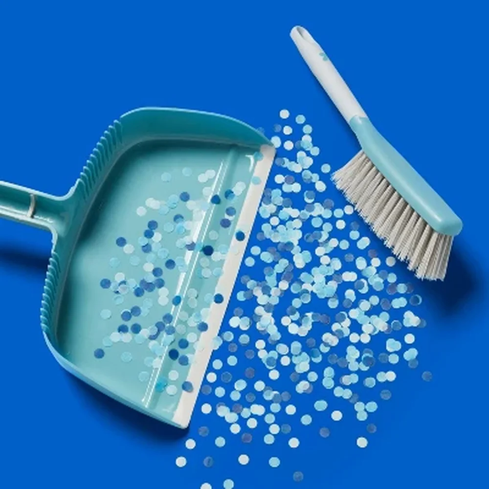 Hand Broom Dust Pan Set Soft Grip Handle Multi-Surface Cleaning Tool Durable Bristles Recycled Material Easy Storage Home Office