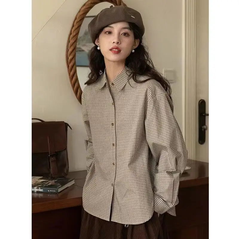 

Women Casual Shirts 2026 Spring Prep School Stripe Shirt Men's Loose Versatile Long Sleeve Casual Button Down Top