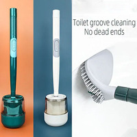 1Pcs Silicone Toilet Brush Water Leak Proof with Base Silicone Wc Flat Head Flexible Soft Bristles Brush Bathroom Accessories
