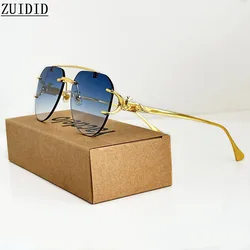 New Rimless Sunglasses Women Trendy Designer Fashion Glasses Luxury Vacation Luxe Femme Lentes De Sol Mujer Lunette Soleil Femme