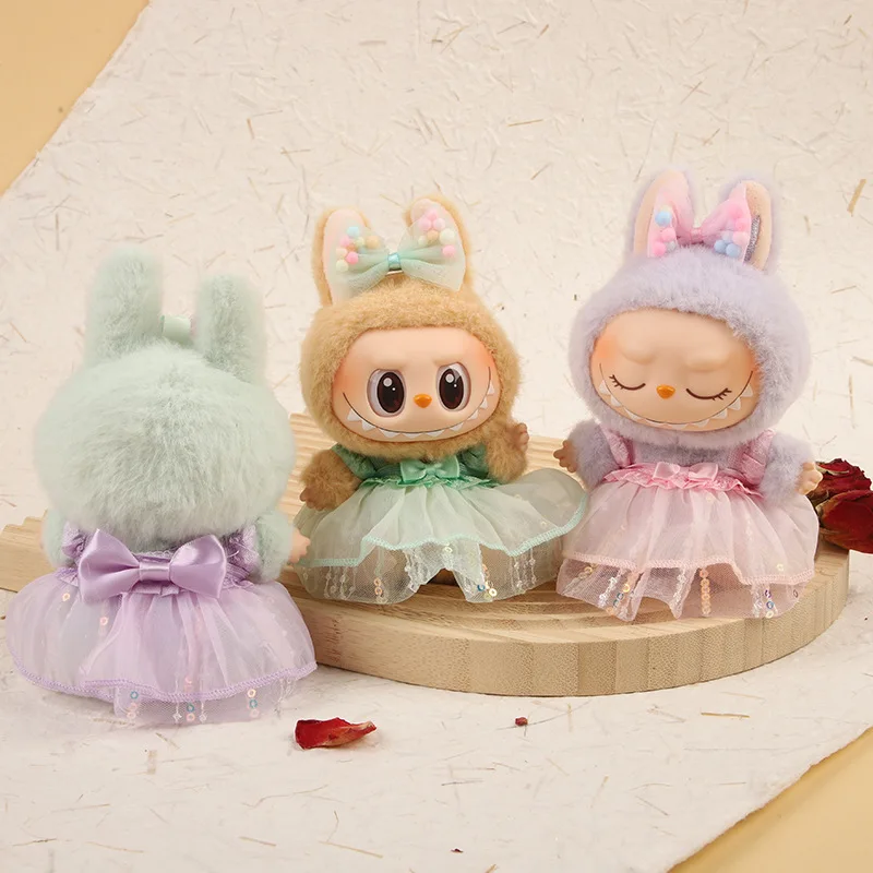 

Only Clothes: First and Second Generation Labubu Sitting Party Vinyl Blind Box Clothes Cute Colored Yarn Sparkling Skirt