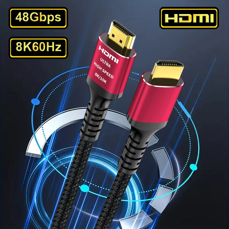 CYANMI 8K HDMI 2.1 Cable 4K@120Hz 8K@60Hz HDMI2.1 Cable 48Gbps Adapter For RTX 3080 eARC HDR10+ Video Cable PC Laptop TV box PS5