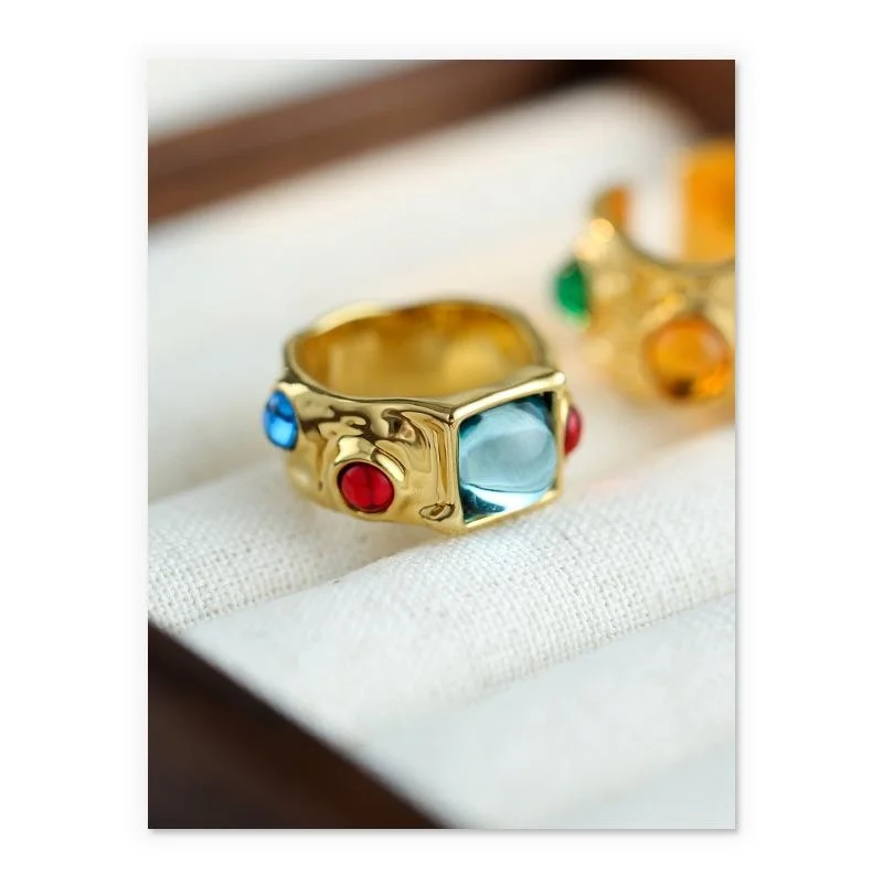 

Бронзовое кольцо с покрытием из 8-каратного золота, модный экстравагантный дизайн, в стиле Гонконга, осенне-зимняя коллекция украшений