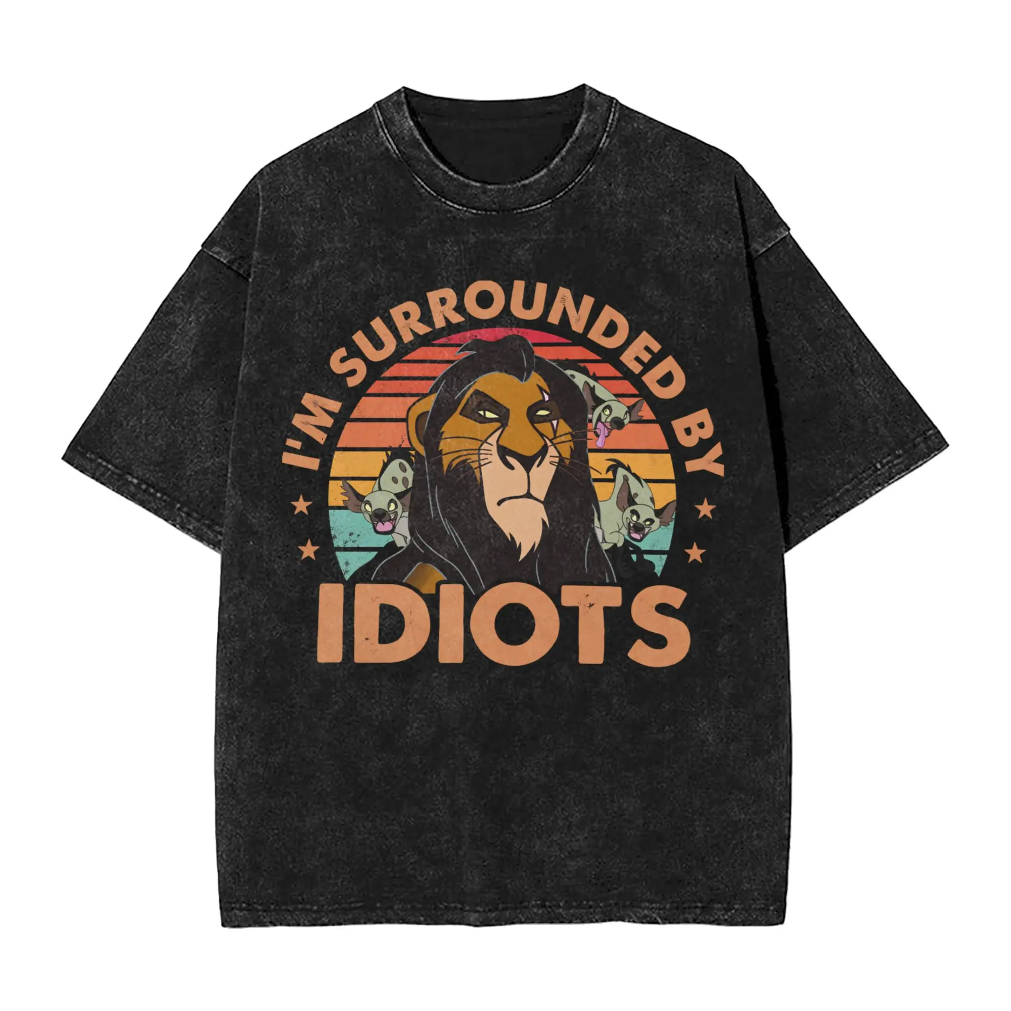 Oversized Washed T-Shirt The Lion King Cotton T Shirts  Fashion Tee Shirt for Couple Summer Y2K Retro Print Clothing