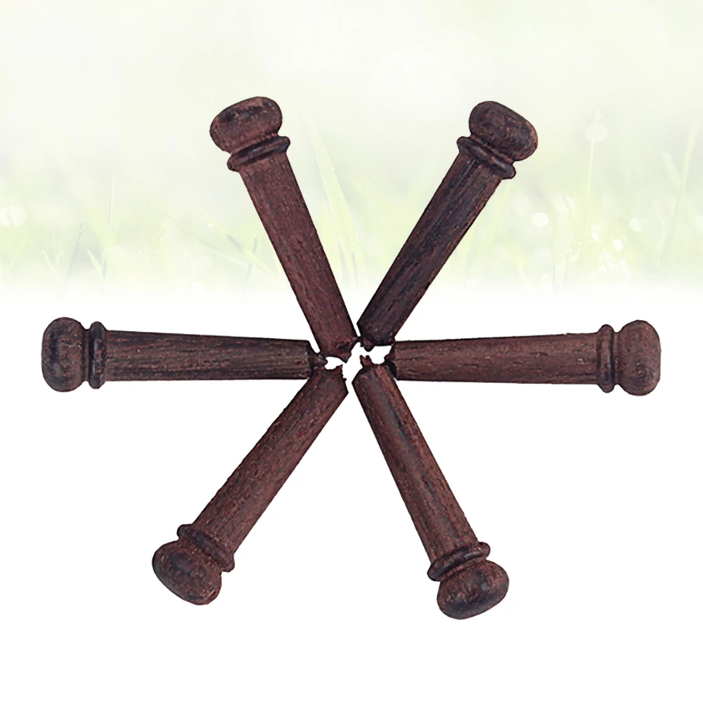 

6 Pcs Rose Wood String Nails Guitar Bridge Replacement Pins for Tailpiece Acoustic Bulk Electric Part Accessories
