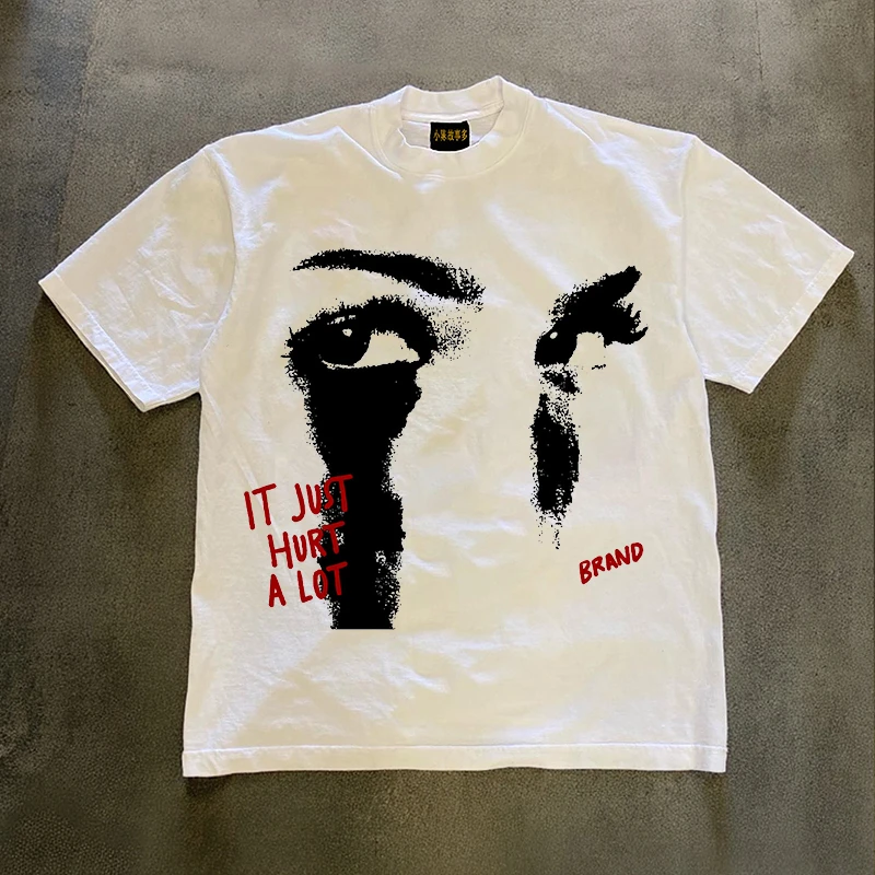 Double Thread Pure Cotton Short Sleeve T-Shirt Loose Fit Men's Style Retro American Vintage Heavyweight Couple's Tee