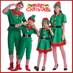 Family Green Elf Cosplay Costume Christmas Santa Claus Outfits New Year performance Xmas Dress Party Carnival Adult Kids Gift