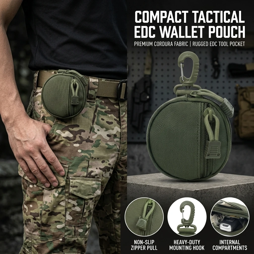 Compact Tactical Pouch Waterproof EDC Organizer Bag Scratch Resistant Storage Case for Keys Coins Earbuds Memory Cards Outdoor