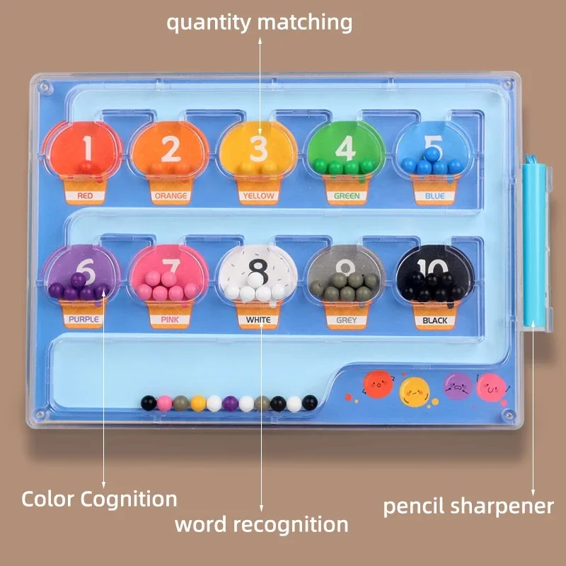 -Magnetic Beads Logic Game for Kids 3+ Years, Color Sorting Early Educational Toy, Creative Pathfinding STEM Toy with Material