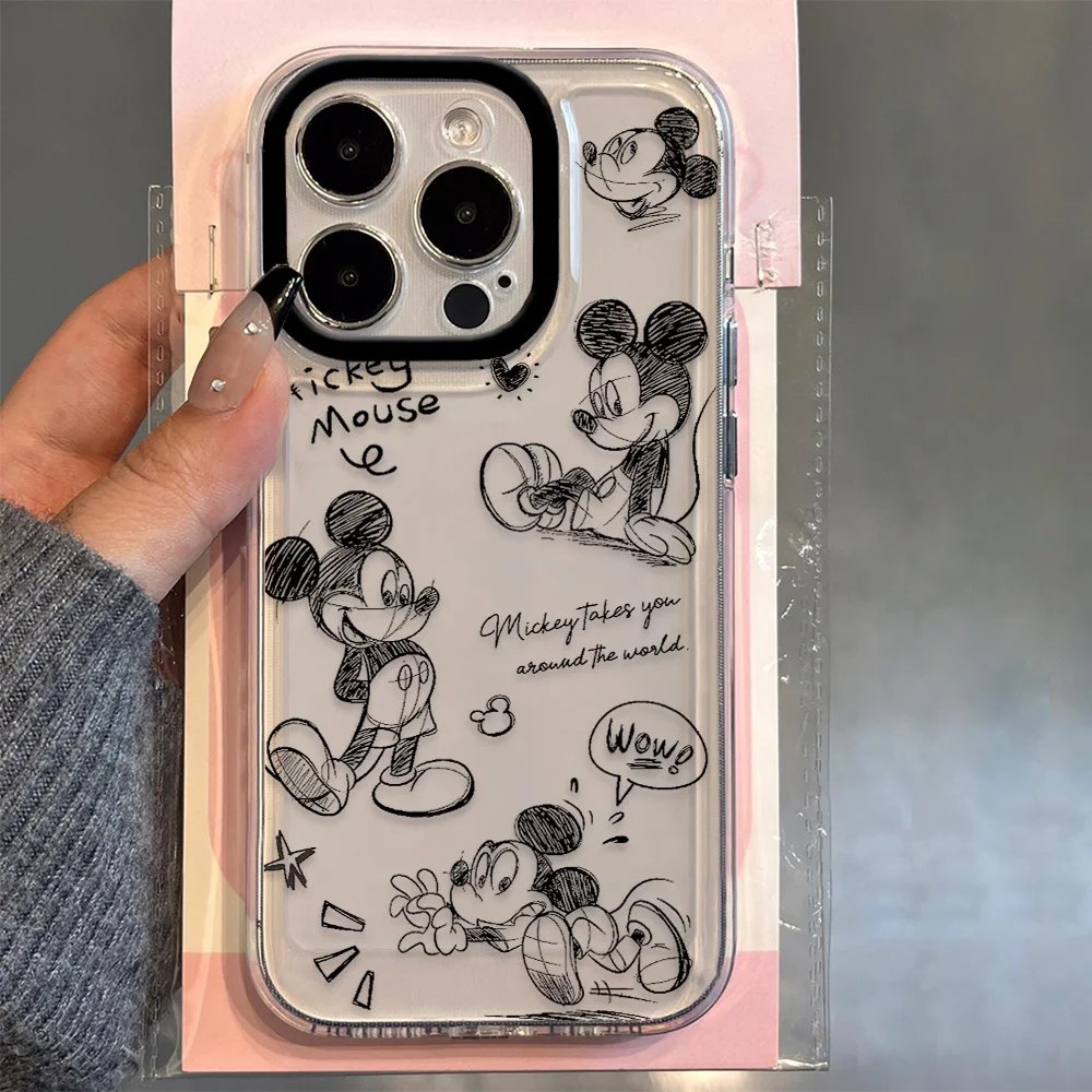 Cute Mickey Minnie Clear Space Phone Case For Xiaomi Mi 11Lite 12 12Lite 12T 13 14 Poco F4 F5 X4 X5 M45 Pro 5G Transparent Cover