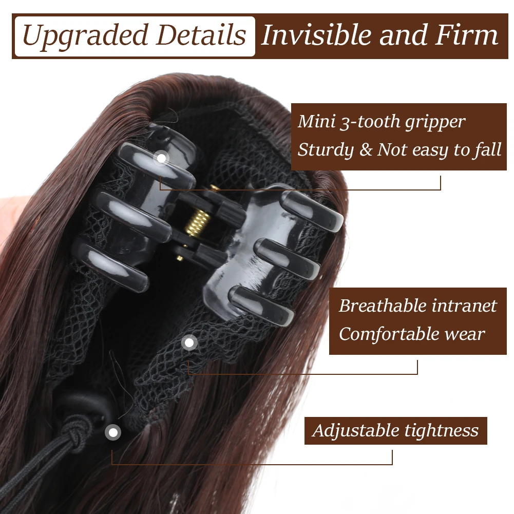 Extension de queue de cheval synthétique bouclée pour femme, pince à griffe ondulée, faux cheveux longs naturels, extensions de cheveux, T64.03 utilisation