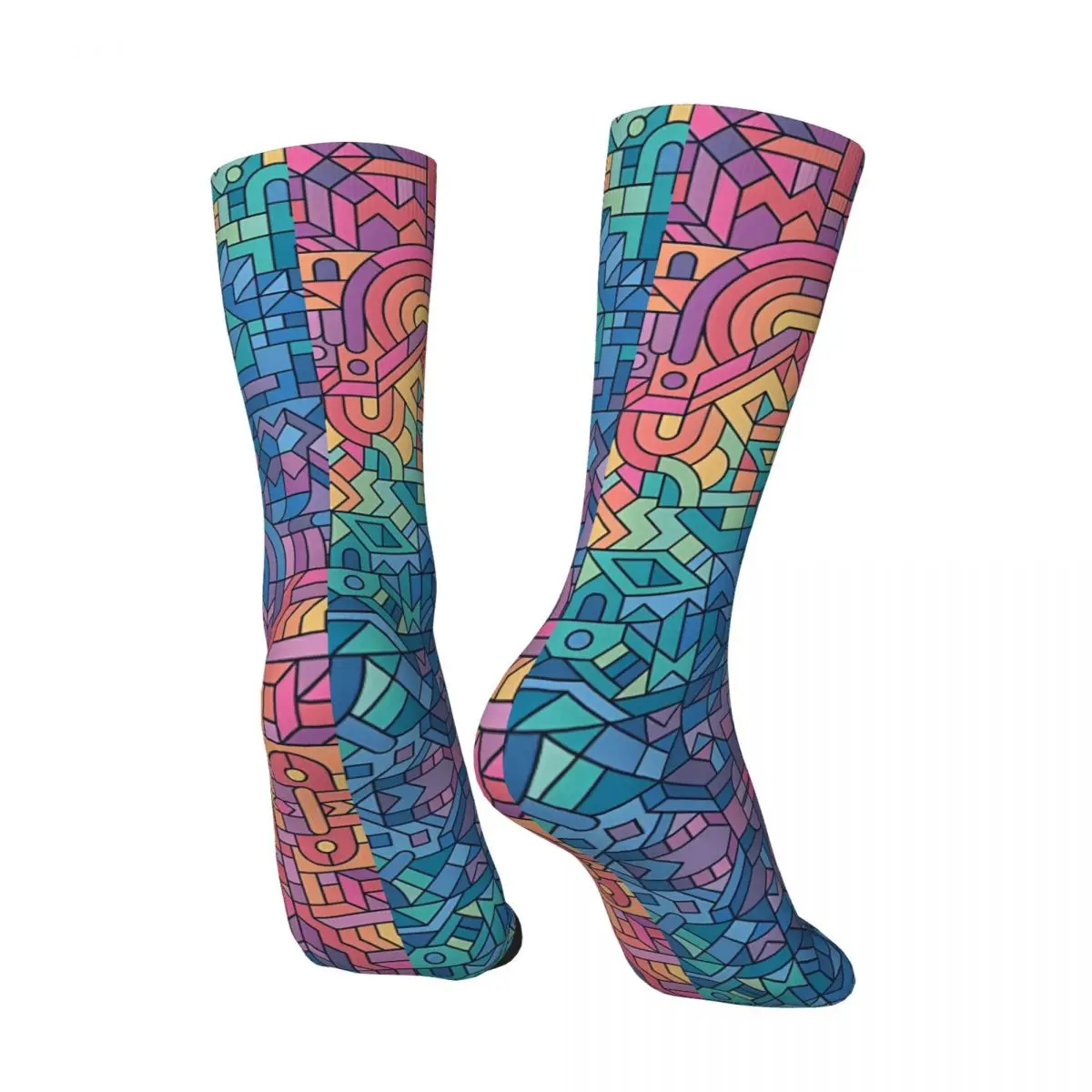 Vintage Colourful Chaos Men's compression Socks Unisex Harajuku Seamless Printed Novelty Crew Sock