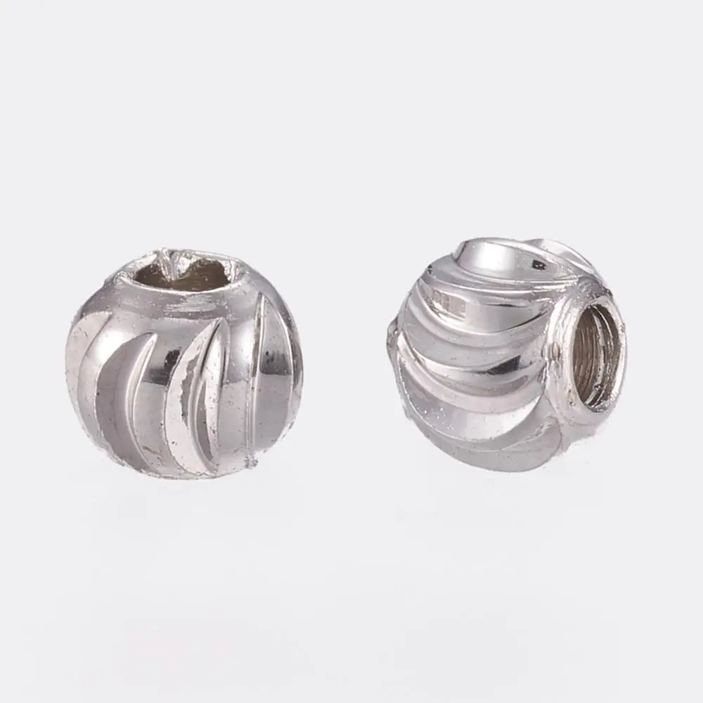 Brass Spacer Beads Long-Lasting Plated Corrugated Round Platinum 3x2mm Hole: 1.2mm