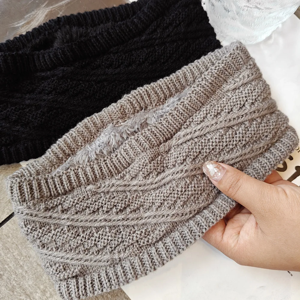 2026 HOT Wool Lining Twill Weave Knitting Headband Women Autumn Winter Outdoor Sports Thicken Ear Protection Hair Band Turbans