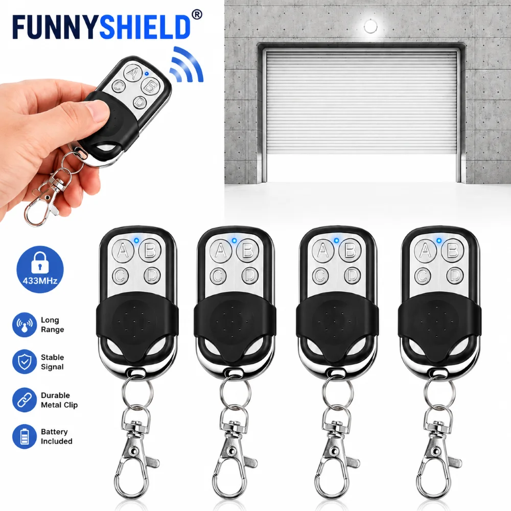 FUNNYSHIELD 1-10pcs 433mhz Remote Control Duplicator Universal Remote Key Copy Clone Replacement Garage Door Keychain Transmitte