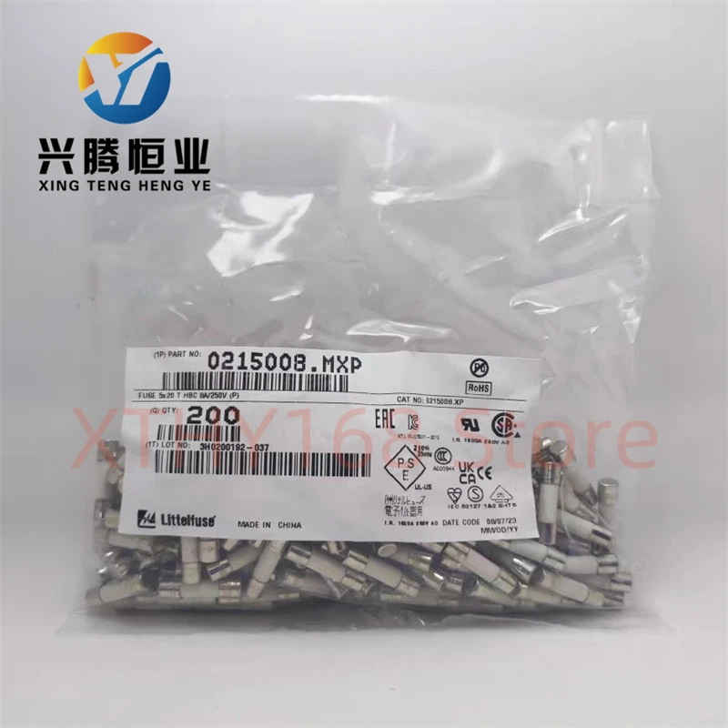 5pcs/lot T8AH250V T8A 250V 0215008.MXP cartridge CERAMIC Fuse 5X20mm 100%New&Orginal