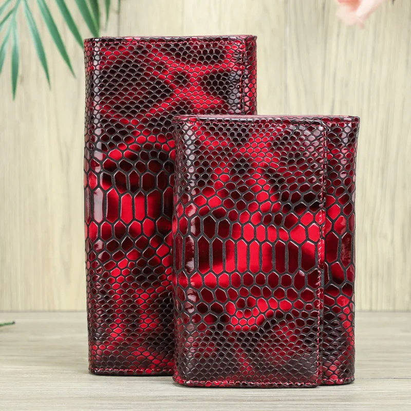 

Anti-theft Brush Waterproof Crocodile Pattern Cow Leather Women's Wallet Short Large Capacity Storage Girl's Clutch Bag Red