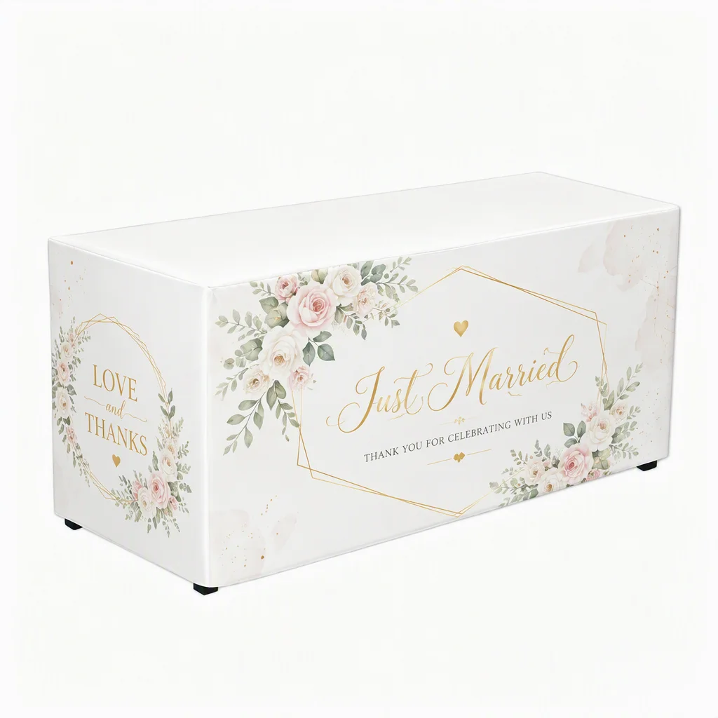 Black Custom Table Cover Personalized Printed Tablecloth for Wedding Ceremony Party Event Exhibition Trade Show Display Decor