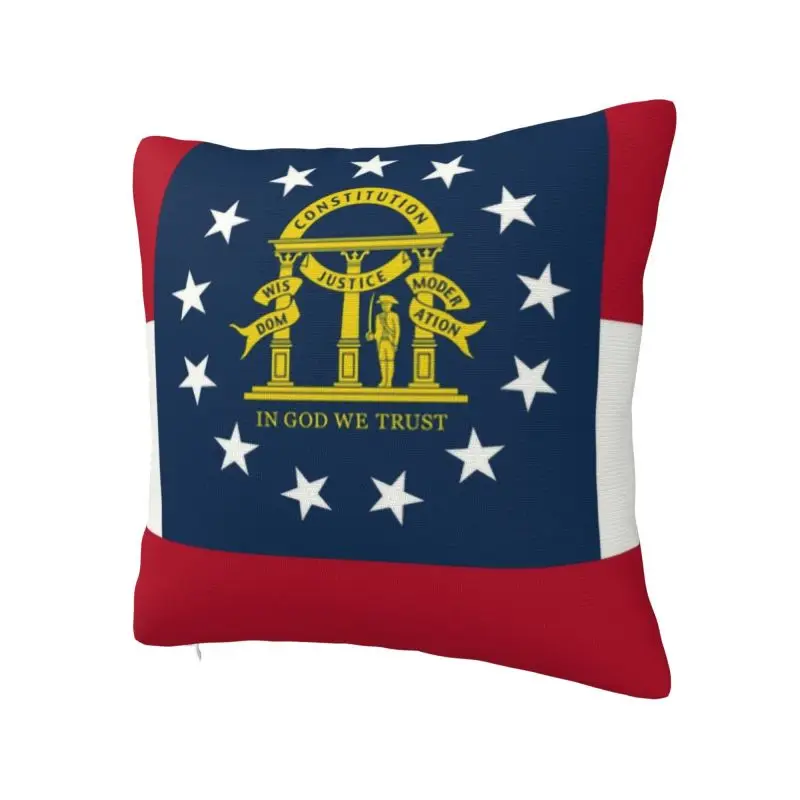 Custom Georgia State Flag Throw Pillow Decorative Georgian Proud Patriotic Luxury Cushion Cover Velvet Pillowcase