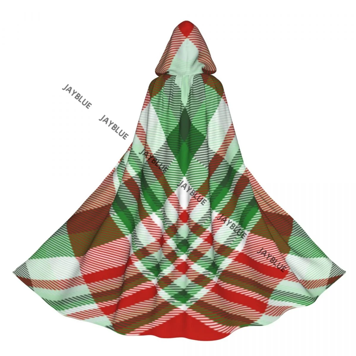 Long Cape Cloak Christmas Plaid Check Pattern Hooded Cloak Coat Autumn Hoodies