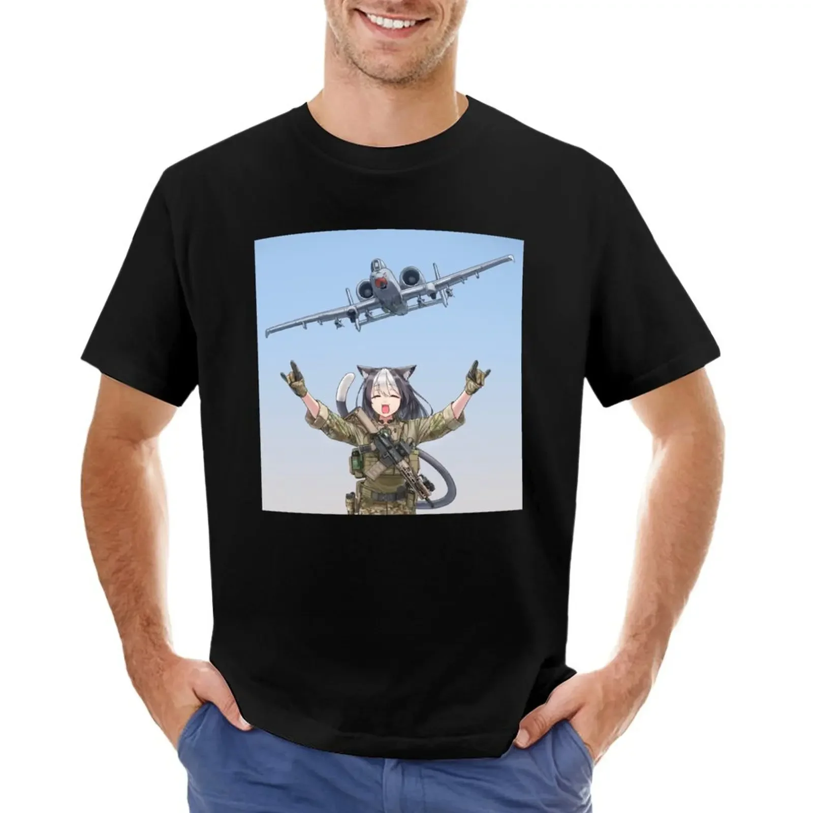 CAT GIRL A-10 THUNDERBOLT _quot_BRRRT_quot_ T-shirt Aesthetic clothing tees hippie clothes mens big and tall t shirts