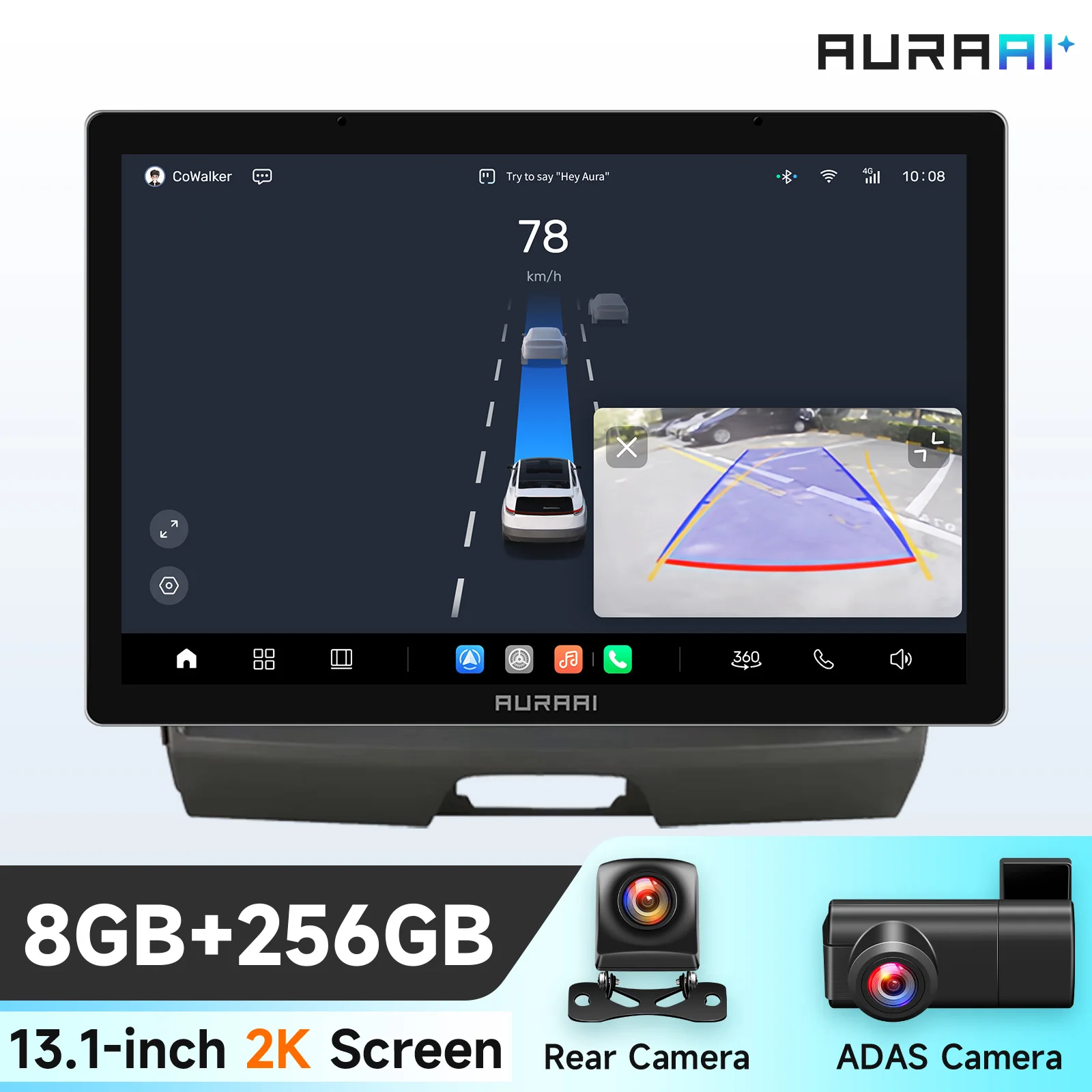 AURA AI 7870 2K Scherm 4G Carplay Android autoradio GPS voor KIA Sportage 3 2010-2016 Speler ADAS Camera Autoradio WIFI Stereo Video
