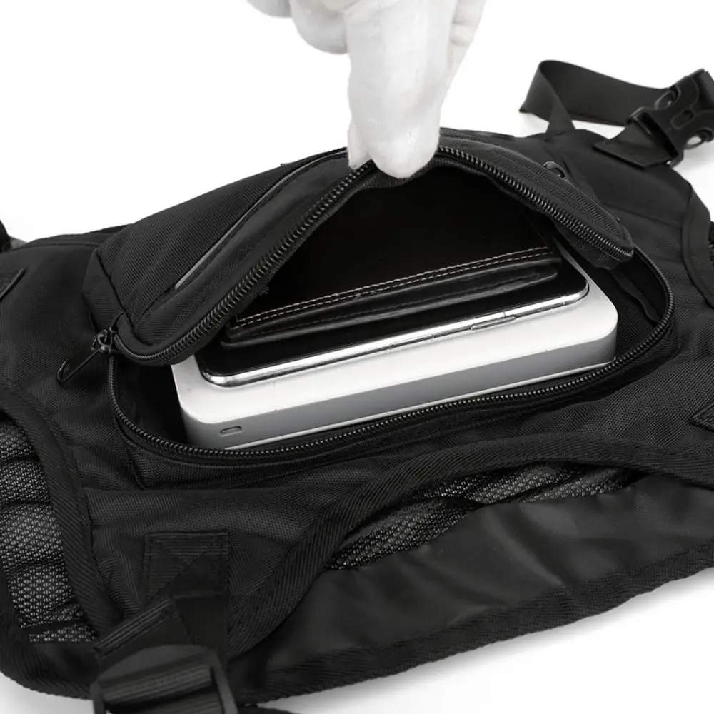 

Black Reflective Running Vest Bag Streetwear Waterproof Hip Hop Vest Bag Casual Breathable Front Chest Pack Unisex